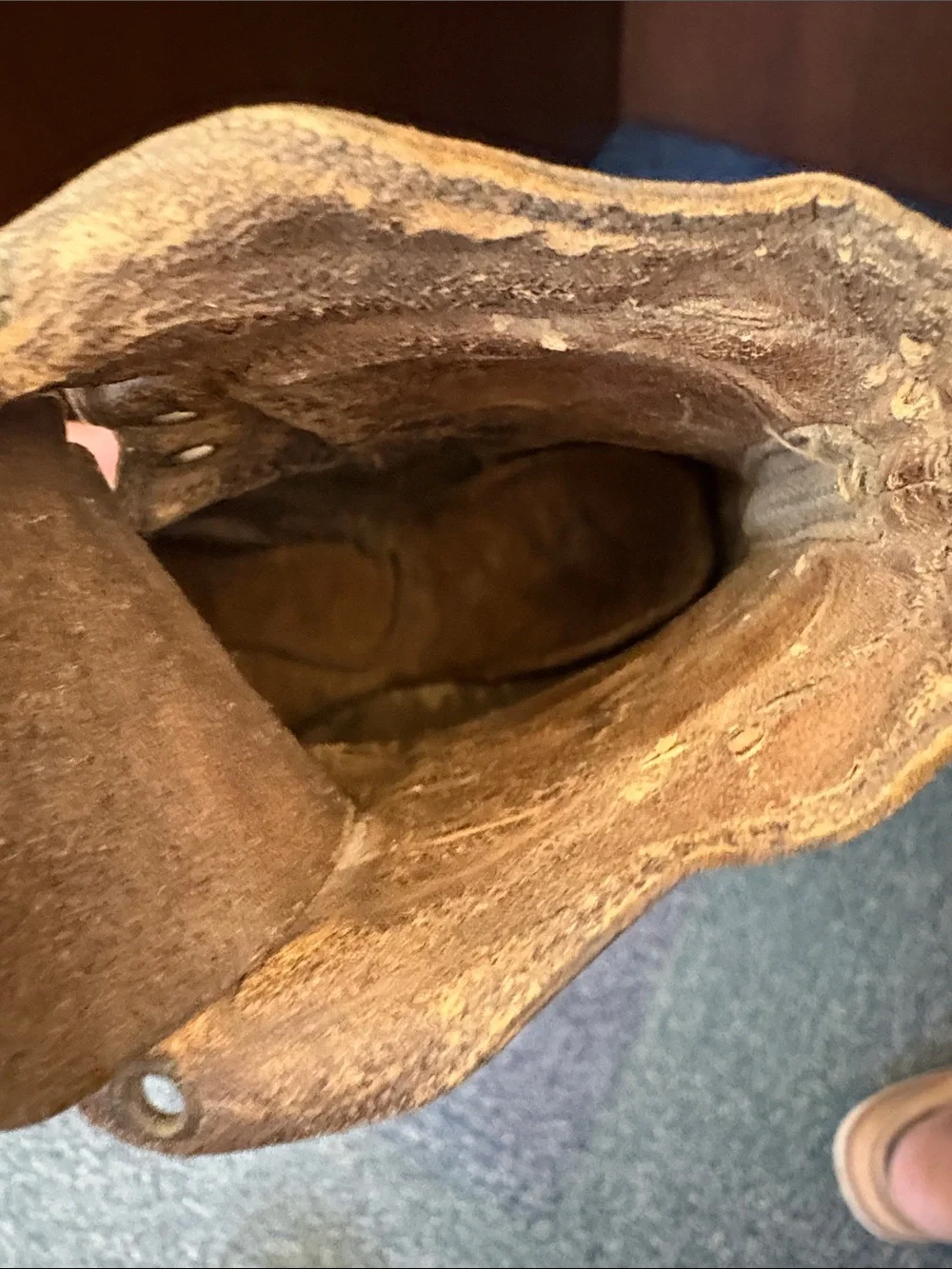 Antique Victorian Leather Child Boots High Top Well Worn Primitive